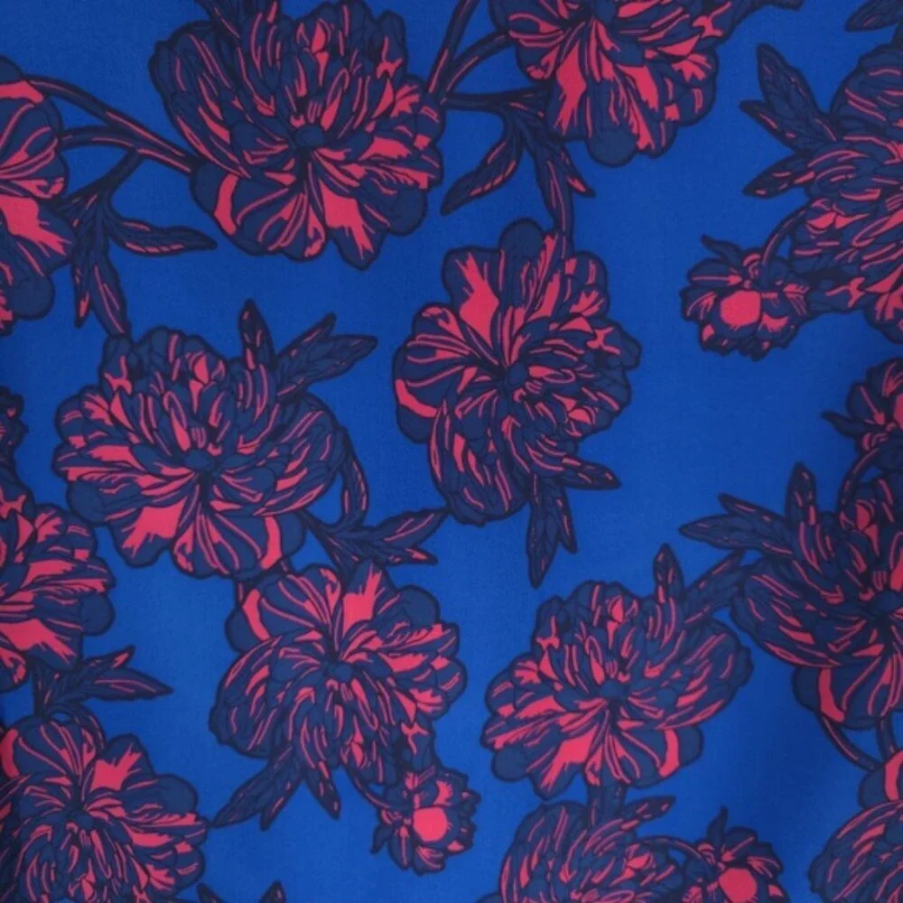 J.Crew Blue Pink Floral Short Sleeve Shift Mini Dress Style C5608‎ Size 8